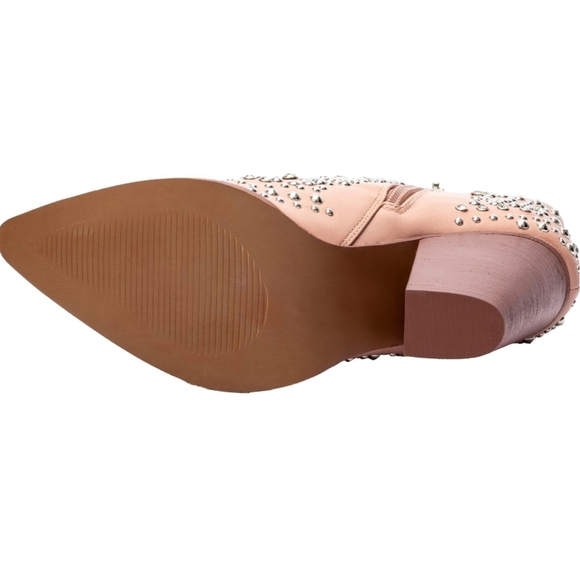 New Corkys Line Dance Blush Pink Studded Crystal Western Ankle Boots - Picture 8 of 9